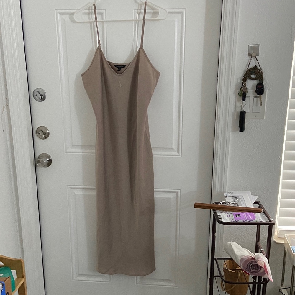 Banana Republic Beige Midi Dress with Spaghetti Straps
